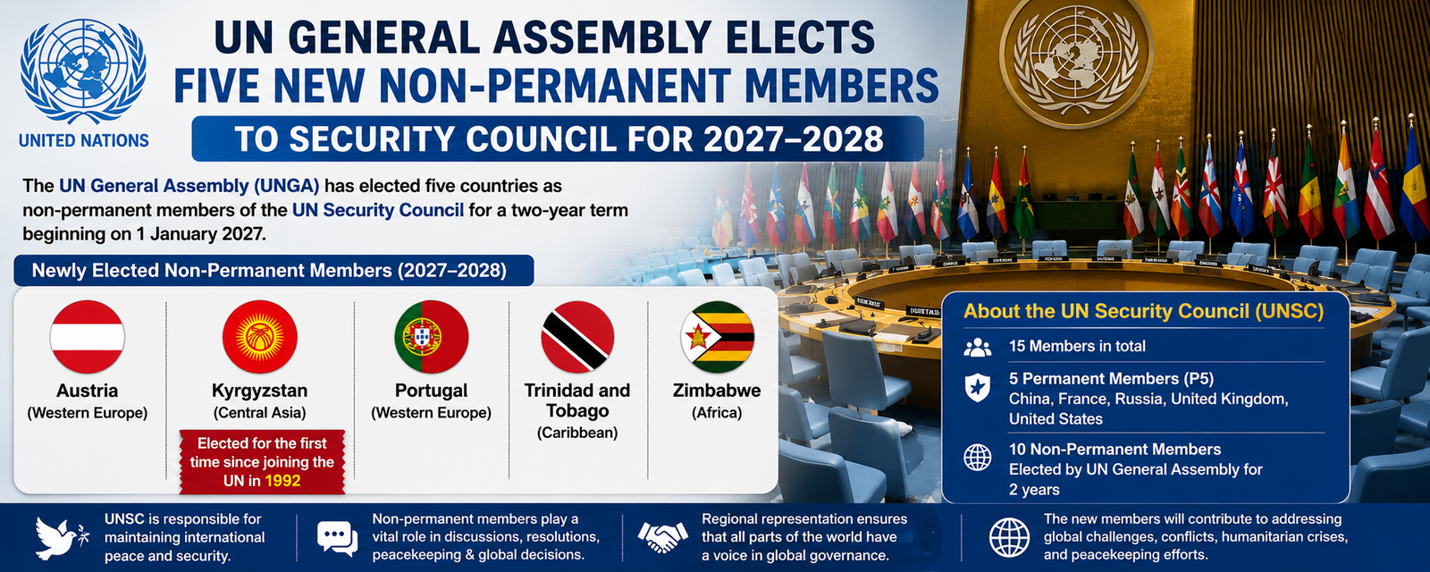 UN General Assembly Elects Five New Non-Permanent Members to Security Council  for 2027–2028